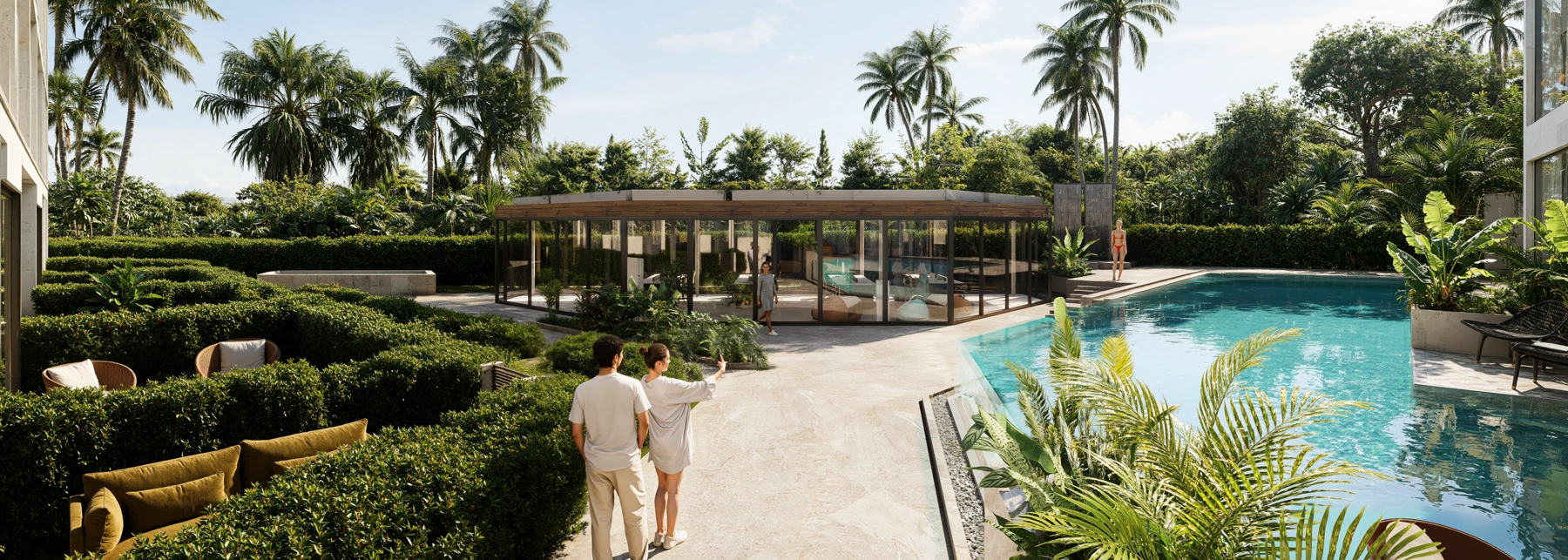 Rooftop pool and tropical views at Next Point